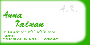 anna kalman business card